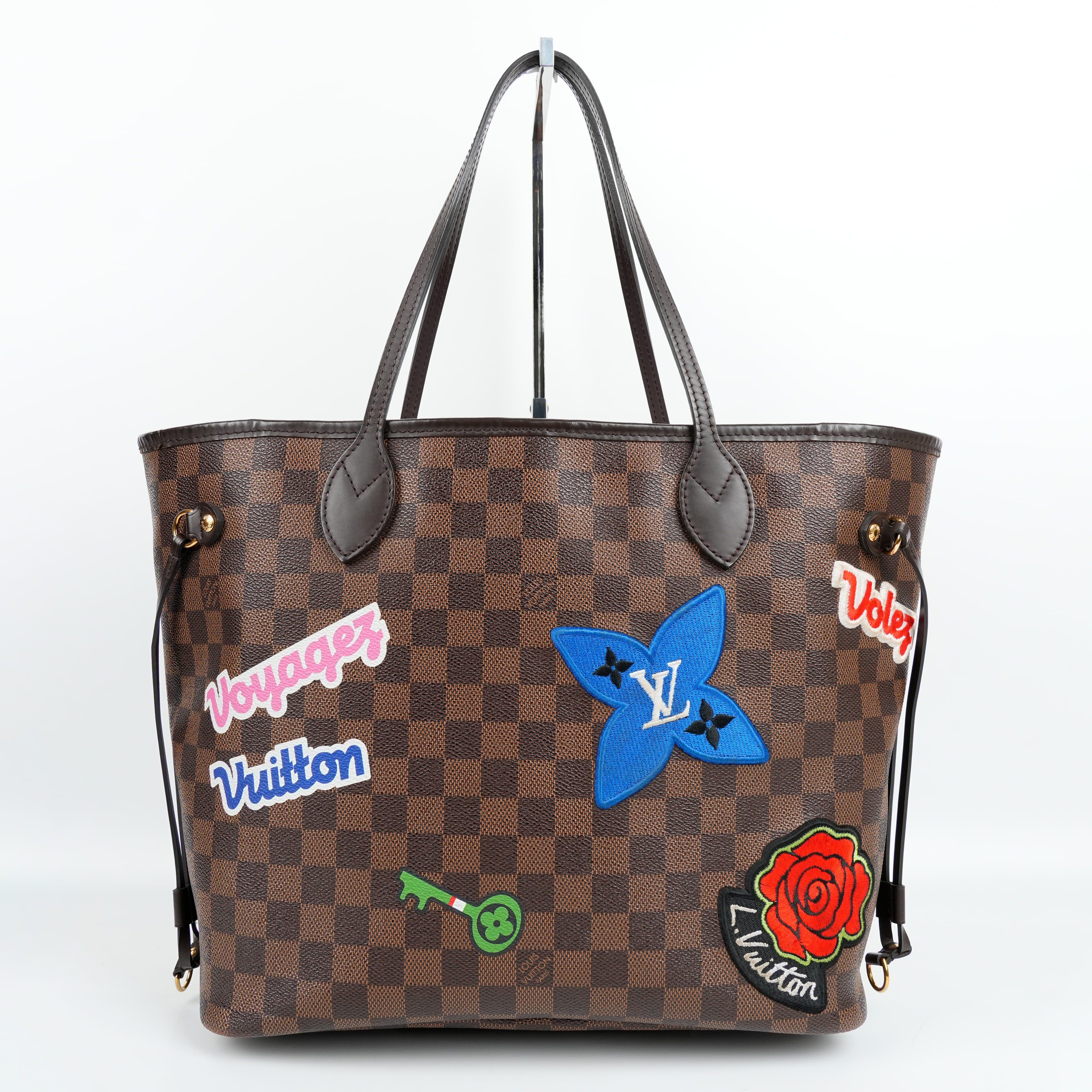 Louis Vuitton Damier Ebene MM Limited Edition Patches Neverfull Tote