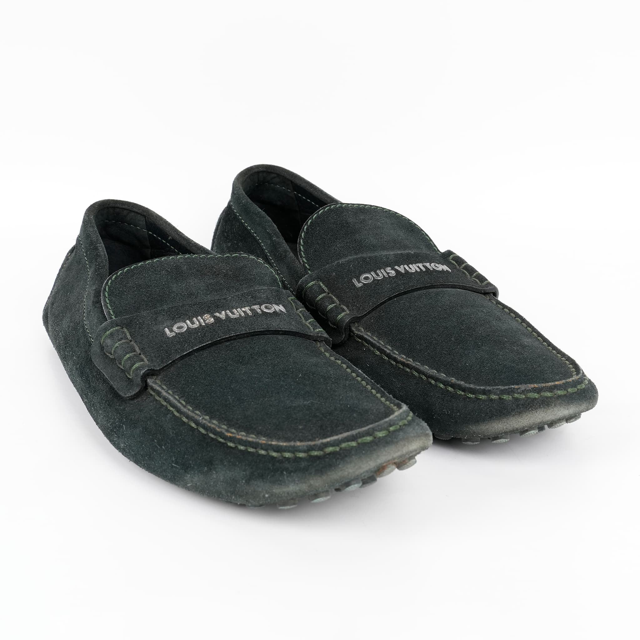 Size 9 - Louis Vuitton Dark Green Suede Loafers