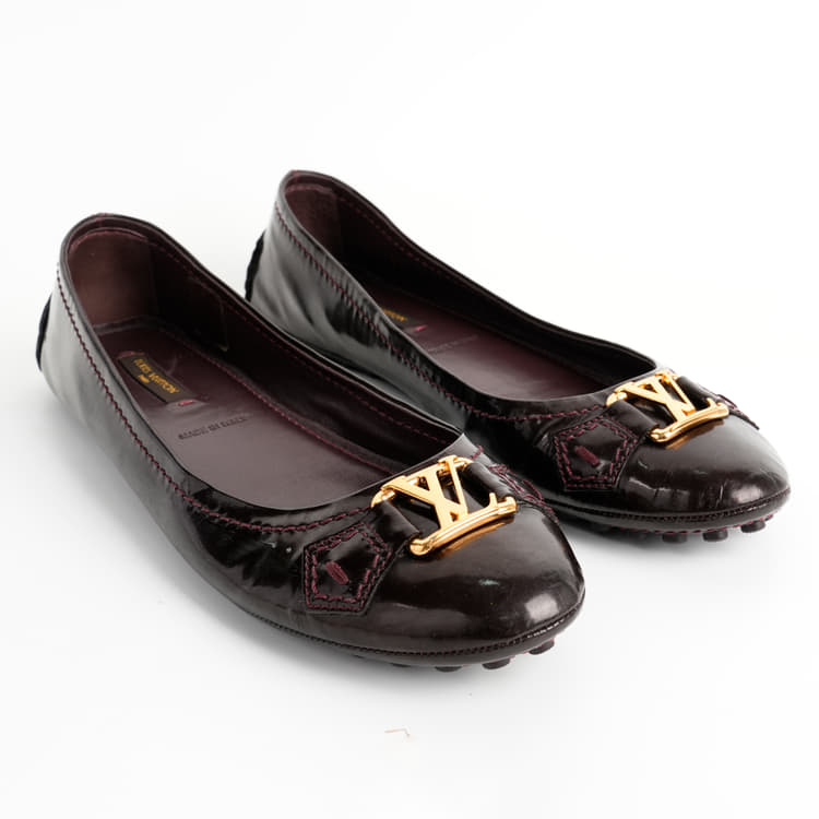 Size 37 - Louis Vuitton Burgundy Patent Oxford Loafers-Hover-Image