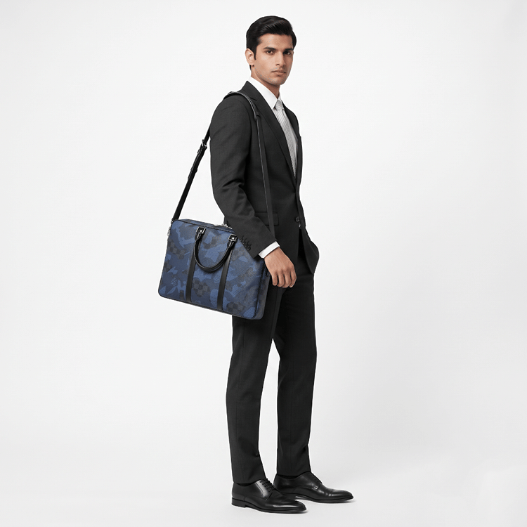 Louis Vuitton Porte-Documents Voyage Briefcase Limited Edition Camouflage Damier Cobalt PM-Hover-Image