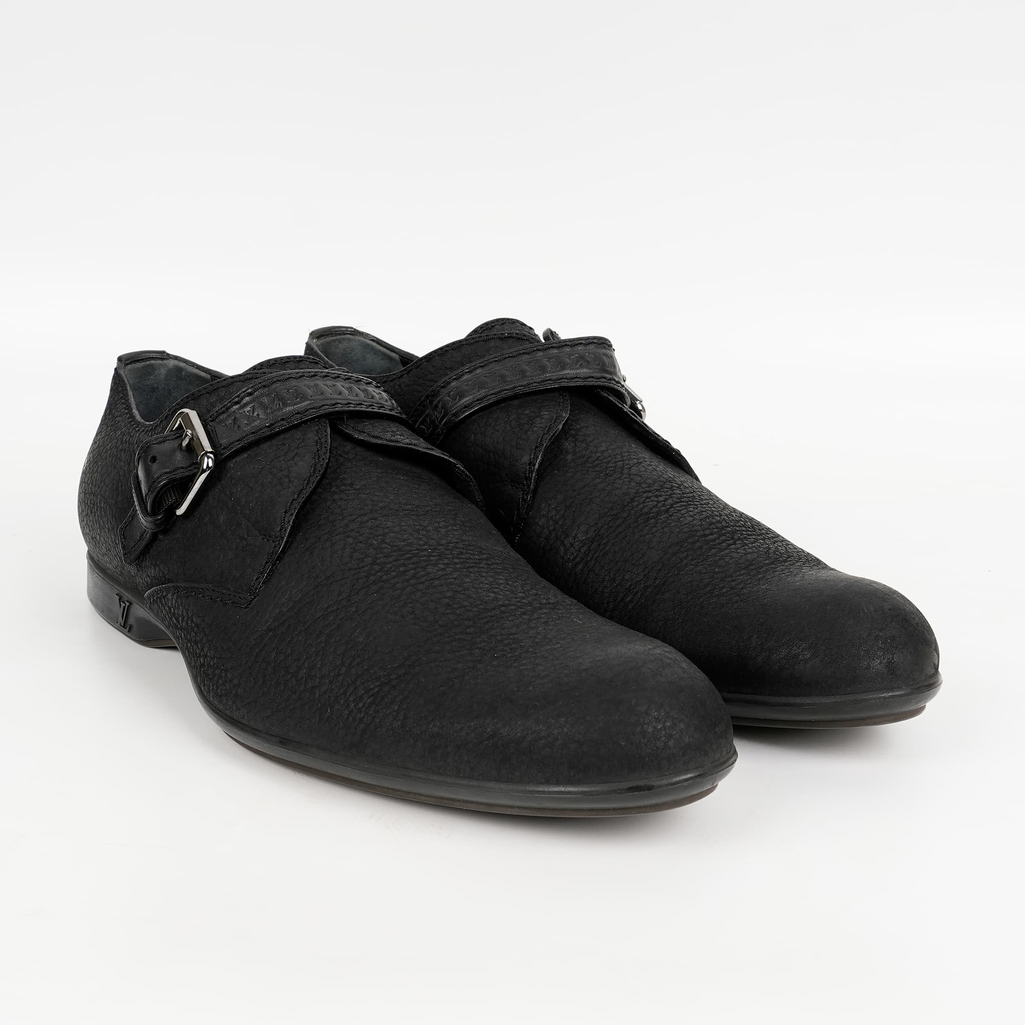 Louis Vuitton Black Leather Single Monk Strap Shoes