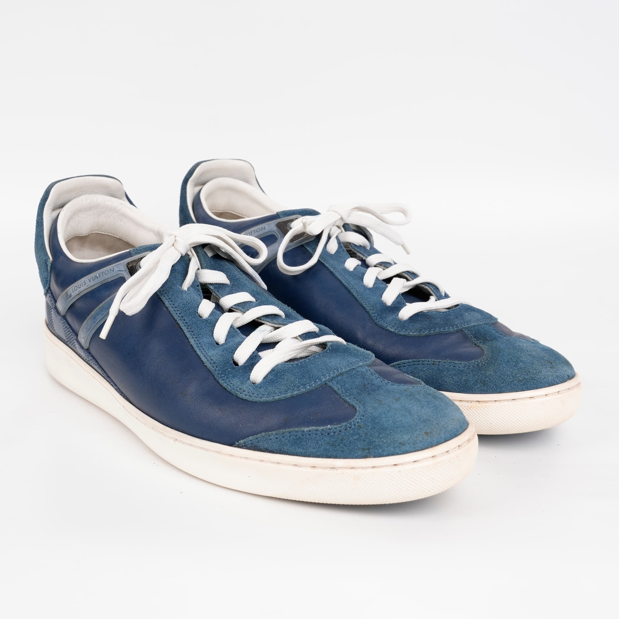 Size 9 - Louis Vuitton Damier Blue Suede & Leather Trim Sneakers