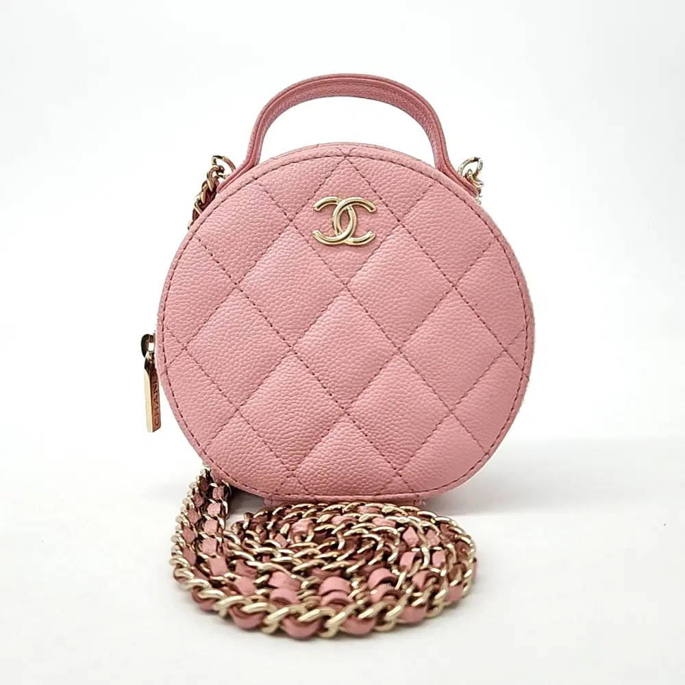 Chanel Caviar Top Handle Round Crossbody Bag
