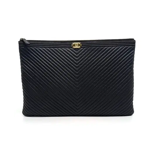 Chanel Chevron Boy Clutch Large-Hover-Image