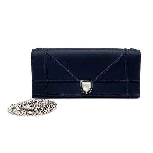 Dior Satin Diorama Clutch & Chain Shoulder Bag