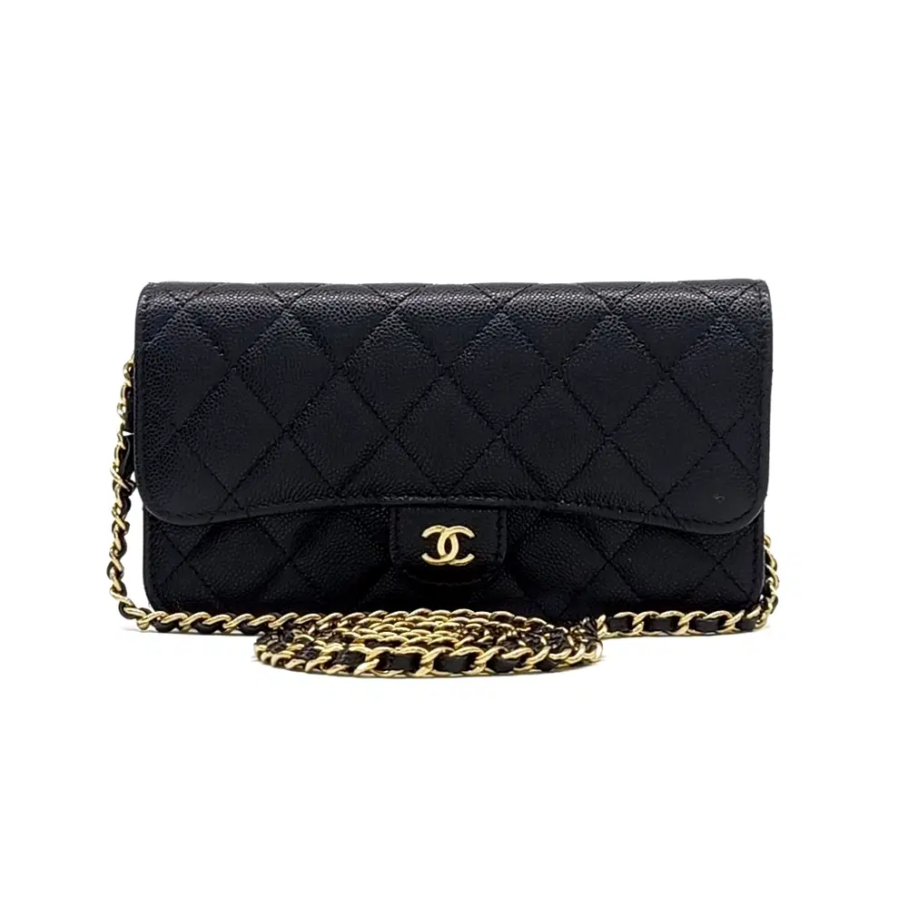 Chanel Caviar Flap Phone Holder Chain Crossbody Bag AP3744