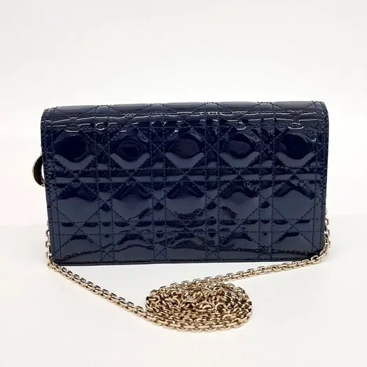 Christian Dior Patent Cannage Chain Crossbody Bag