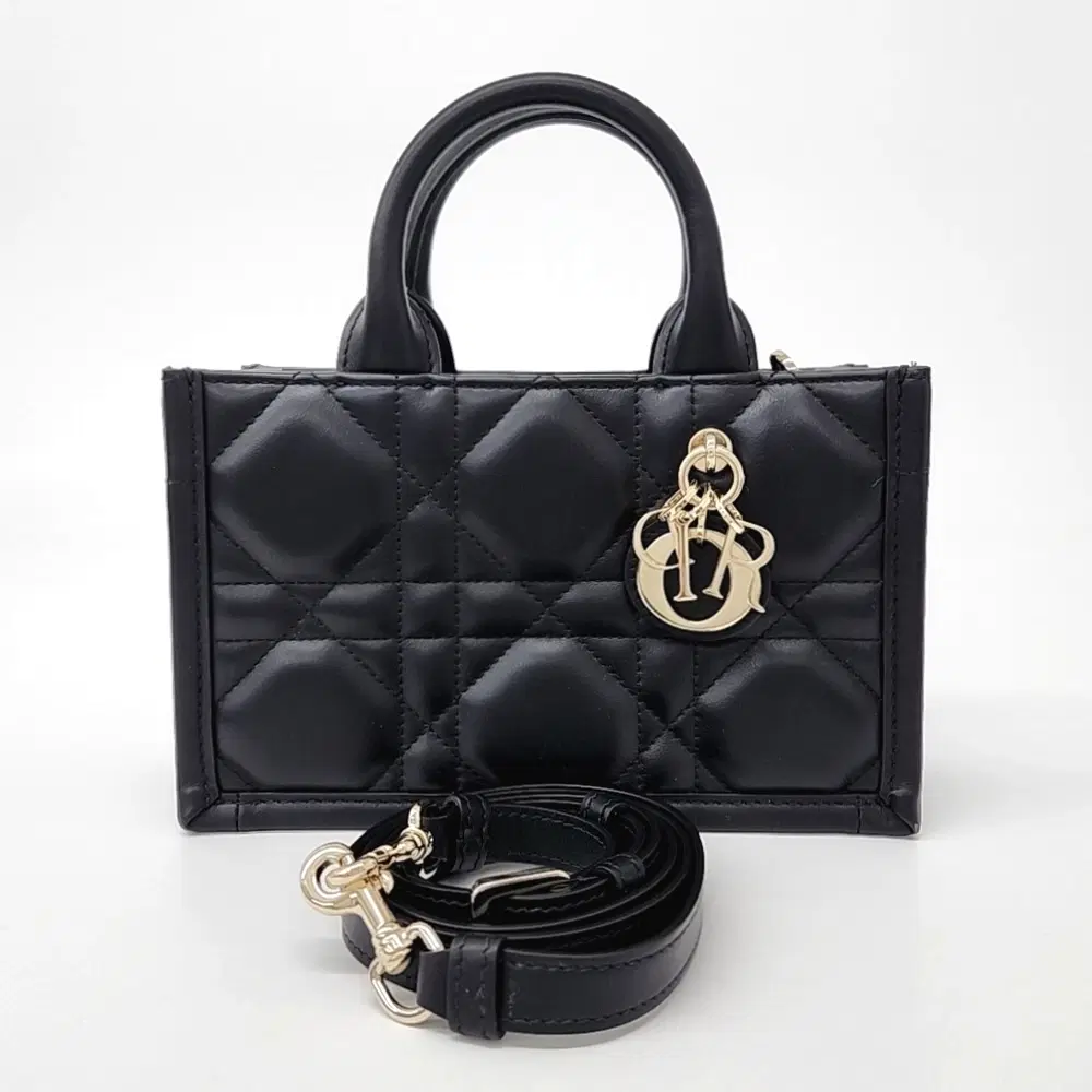 Dior Black Leather Book Tote Mini Strap Bag