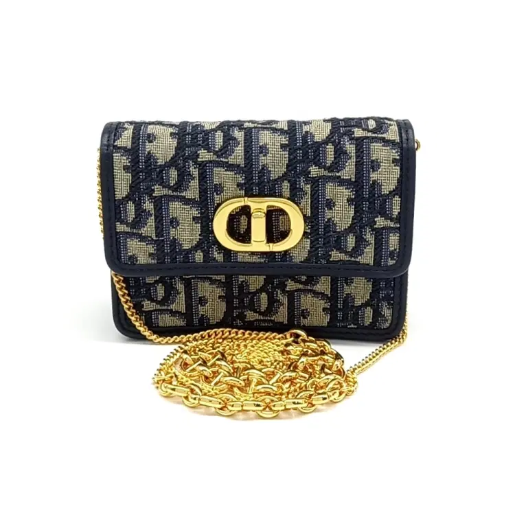 Dior Navy Blue Canvas and Leather Oblique Miss Caro Micro Crossbody Bag-Hover-Image