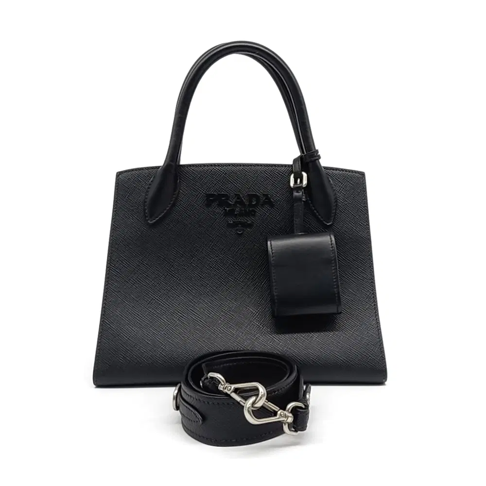 Prada Saffiano Monochrome Tote and Shoulder Bag (1BA156)