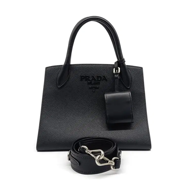 Prada Saffiano Monochrome Tote and Shoulder Bag (1BA156)-Hover-Image