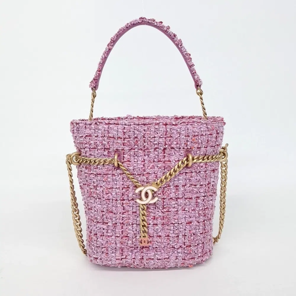 Chanel Tweed Drawstring Bucket Bag