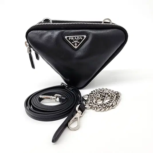 Prada Nappa Soft Triangle Mini Pouch (1NR015)-Hover-Image