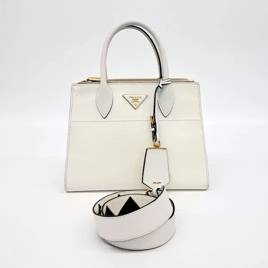 Prada Saffiano City Tote and Shoulder Bag (1BA103)-Hover-Image