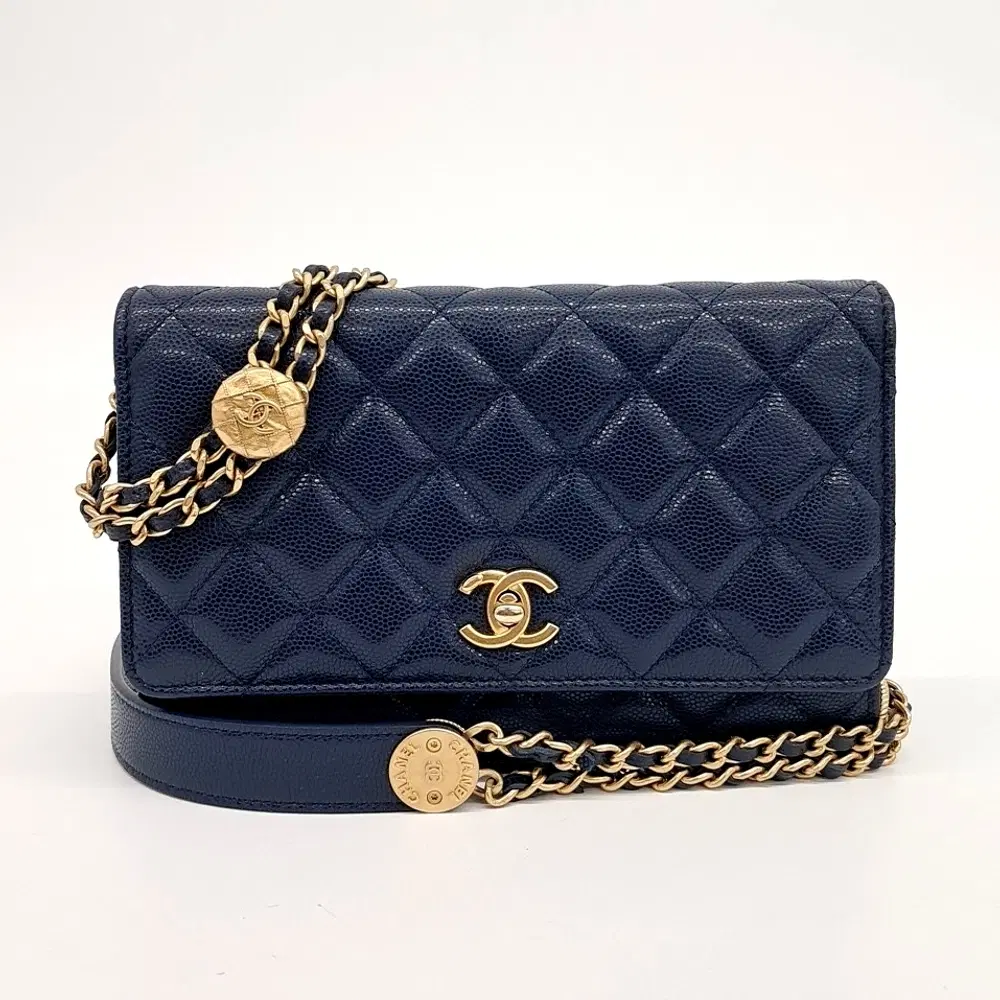Chanel Caviar Double Chain Mini Crossbody Bag AP2840