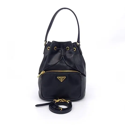 Prada Light Calf Bucket Tote and Crossbody Bag (1BH038)