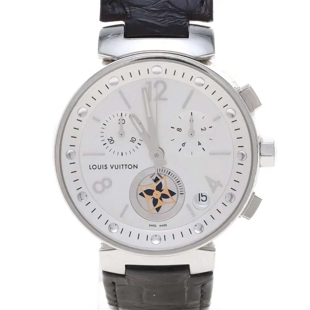 Louis Vuitton Tambour Chrono Steel Watch (Q8D10)