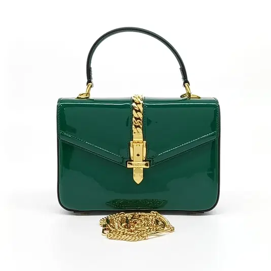 Gucci Patent Sylvie 1969 Mini Top Handle Bag (589479)