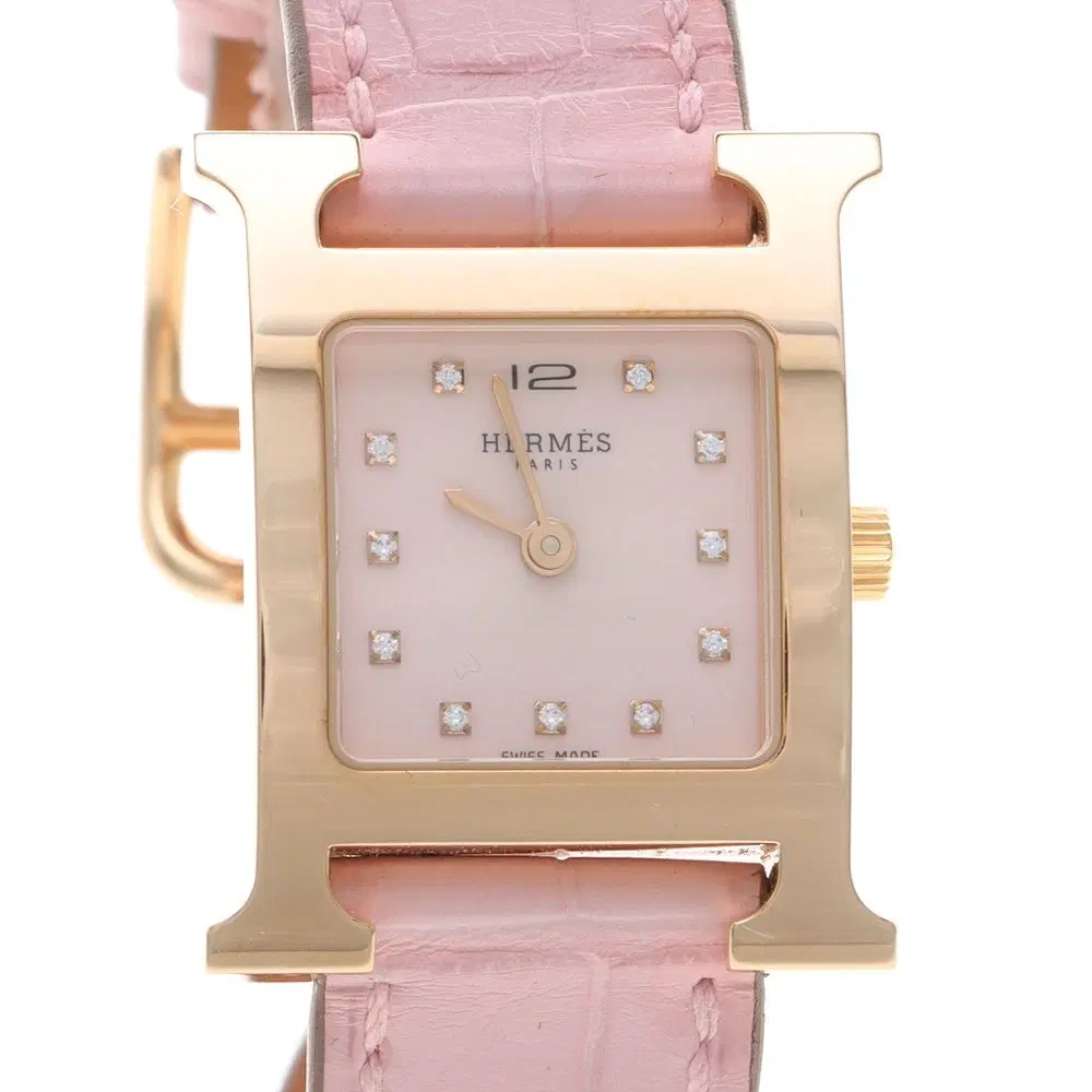 Hermès H-Hour Diamond Gold-Plated Watch (Hh1.202C)