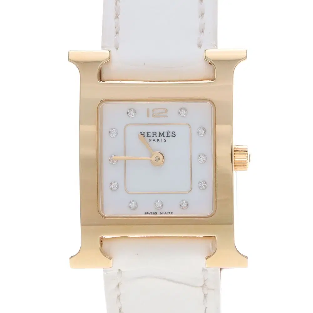 Hermès H-Hour Diamond Gold-Plated Watch (Hh1.202B)