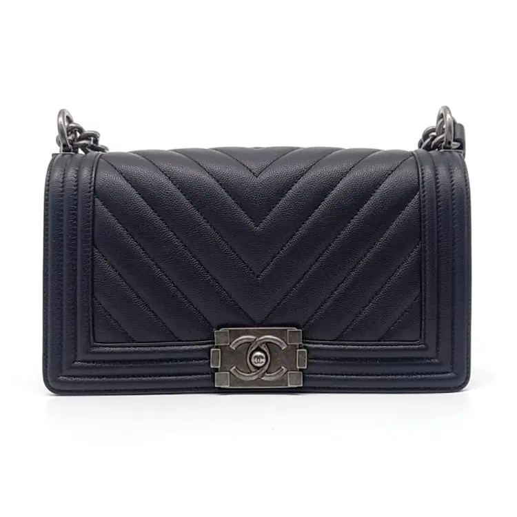 Chanel Caviar Chevron Boy Bag Medium-Hover-Image