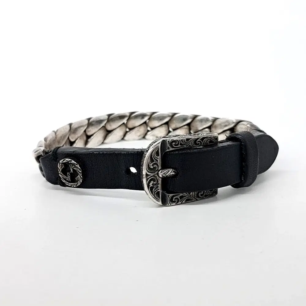 Gucci silver leather bracelet