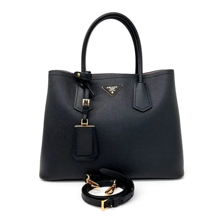 Prada Saffiano Double Tote and Shoulder Bag (1BG775)-Hover-Image