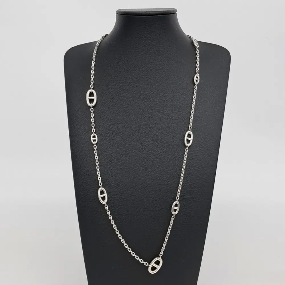 Hermes silver chandelier necklace