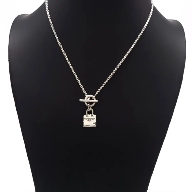 Hermes Silver Birkin Necklace-Hover-Image