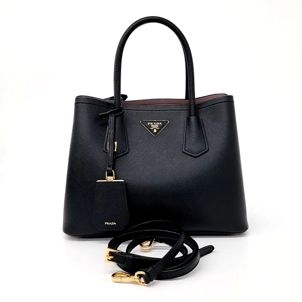 Prada Saffiano Double Tote and Shoulder Bag (1BG887)