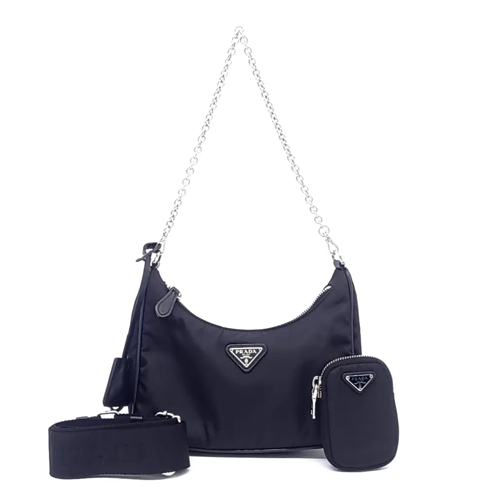 Prada Tessuto Chain Strap Hobo Bag (1BH204)