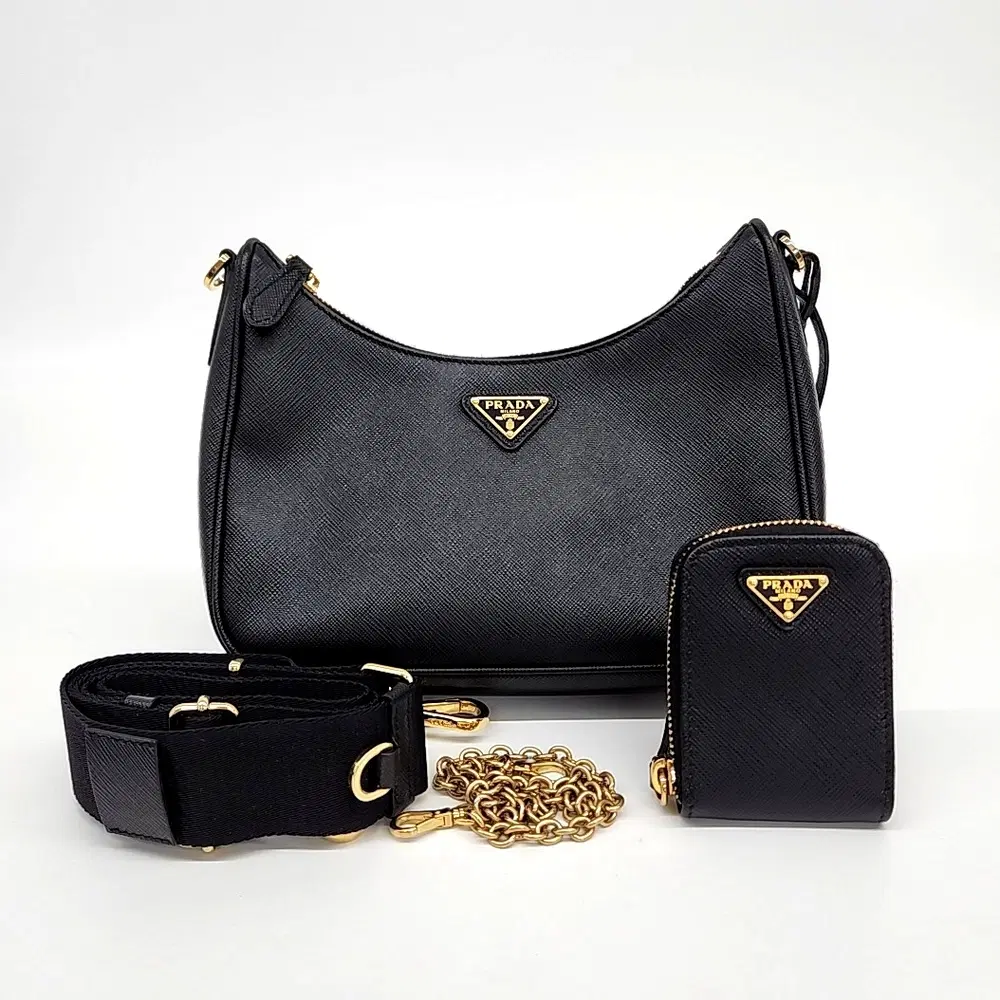 Prada Saffiano Chain Hobo Bag