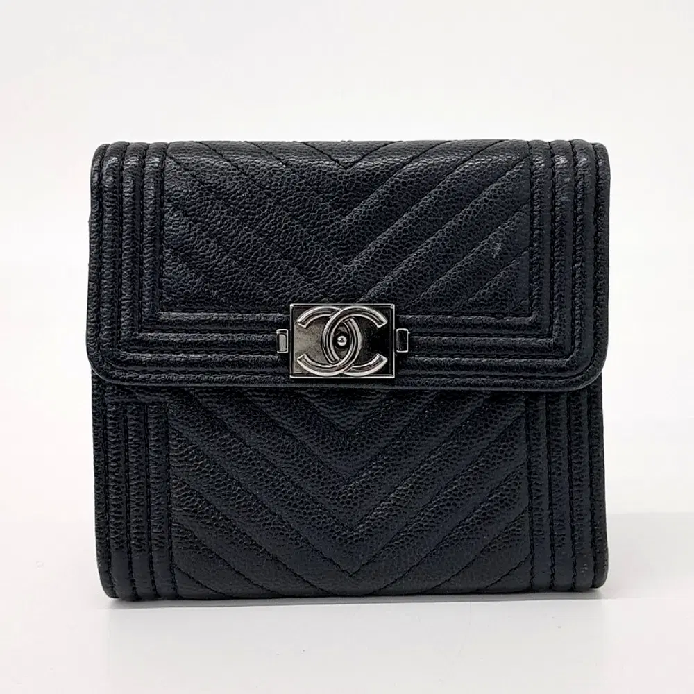 Chanel Caviar Boy Chevron Bifold Wallet