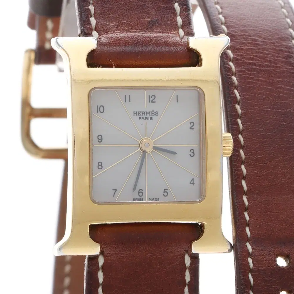 Hermès H-Hour Two-Strap Gold-Plated Watch (Hh1.201)