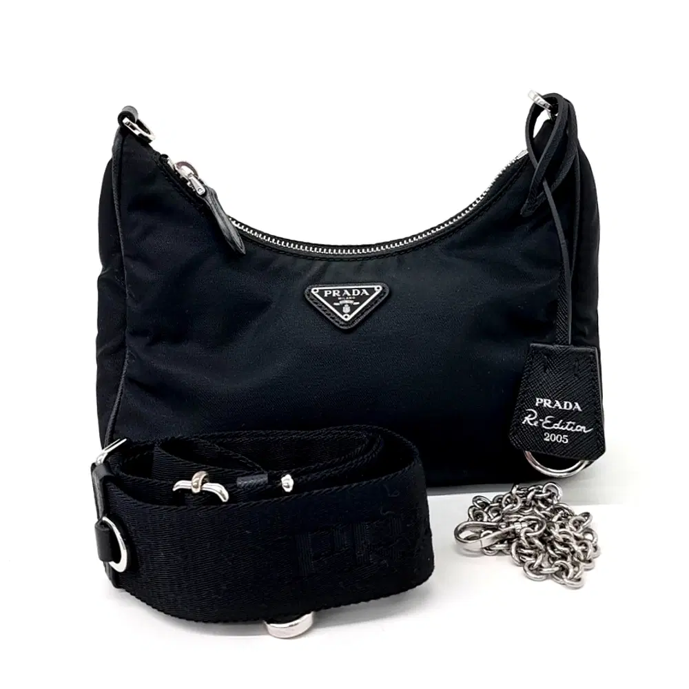 Prada Tessuto Chain Strap Hobo Bag