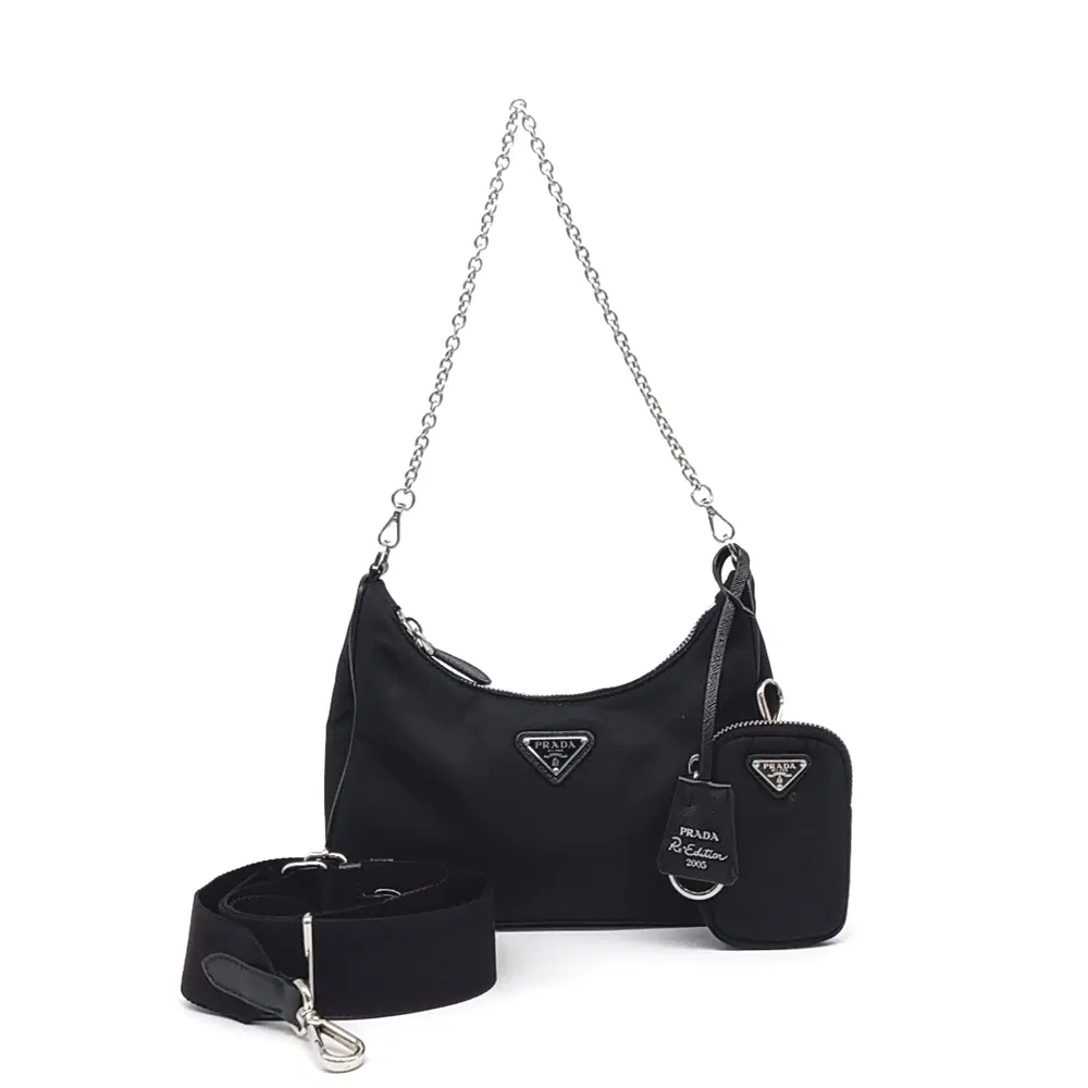 Prada Re-Nylon Tessuto Chain Strap Hobo Bag (1BH204)