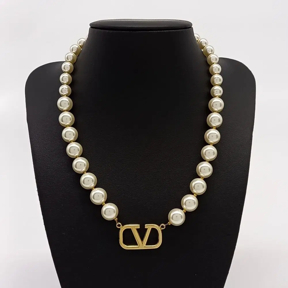 Valentino pearl logo necklace