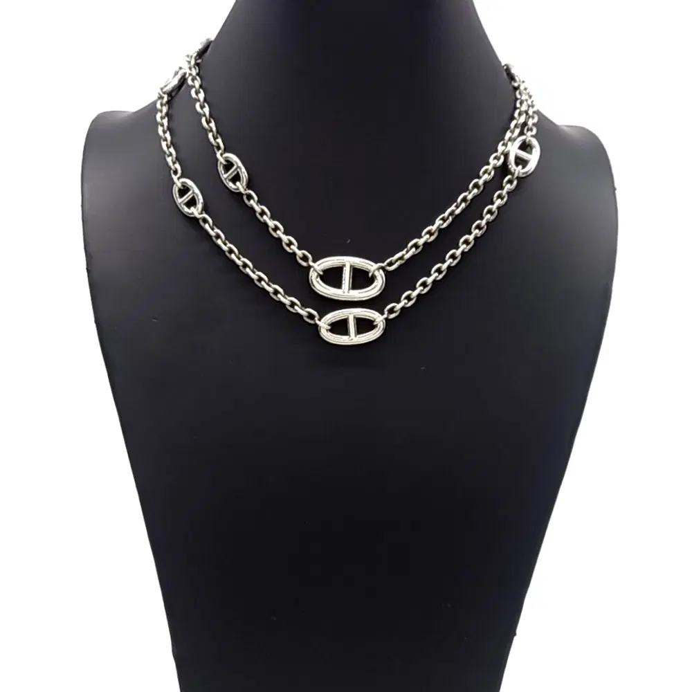 Hermes silver chandelier necklace