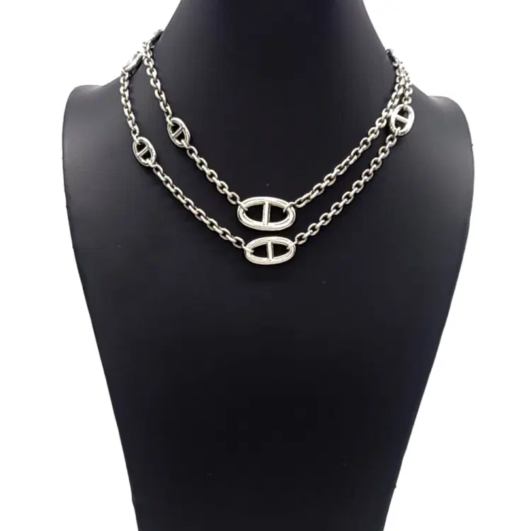 Hermes silver chandelier necklace-Hover-Image