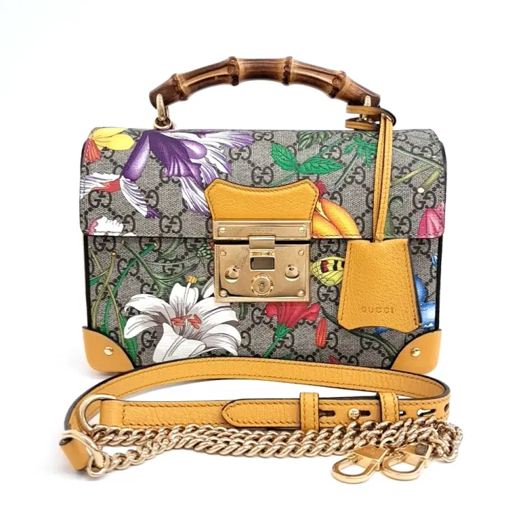 Gucci Flora Small Bamboo Shoulder Bag (603221)-Hover-Image