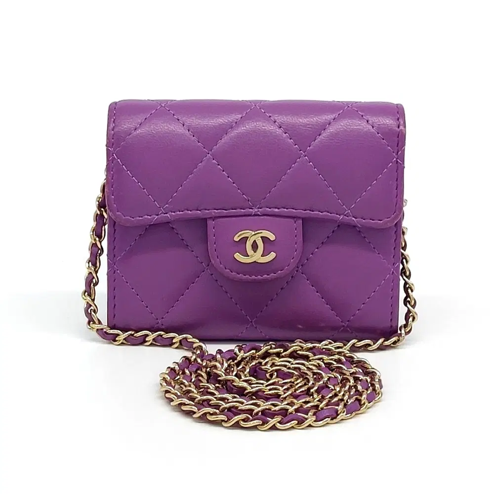 Chanel Lambskin Chain Card Wallet Ap0238