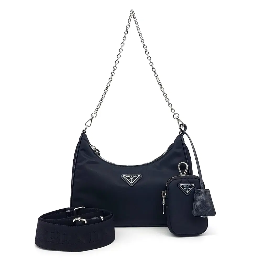 Prada Re-Nylon Tesuto Chain Strap Hobo Bag