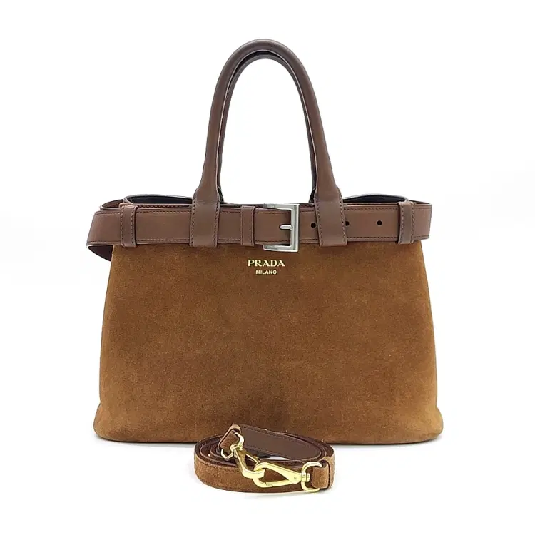 Prada Suede Buckle Bag Medium-Hover-Image