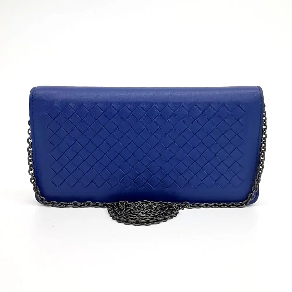 Bottega Veneta Mesh Long Wallet And Chain Crossbody Bag