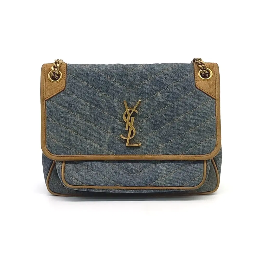 Saint Laurent Denim Nikki Monogram Shoulder Bag (633184)