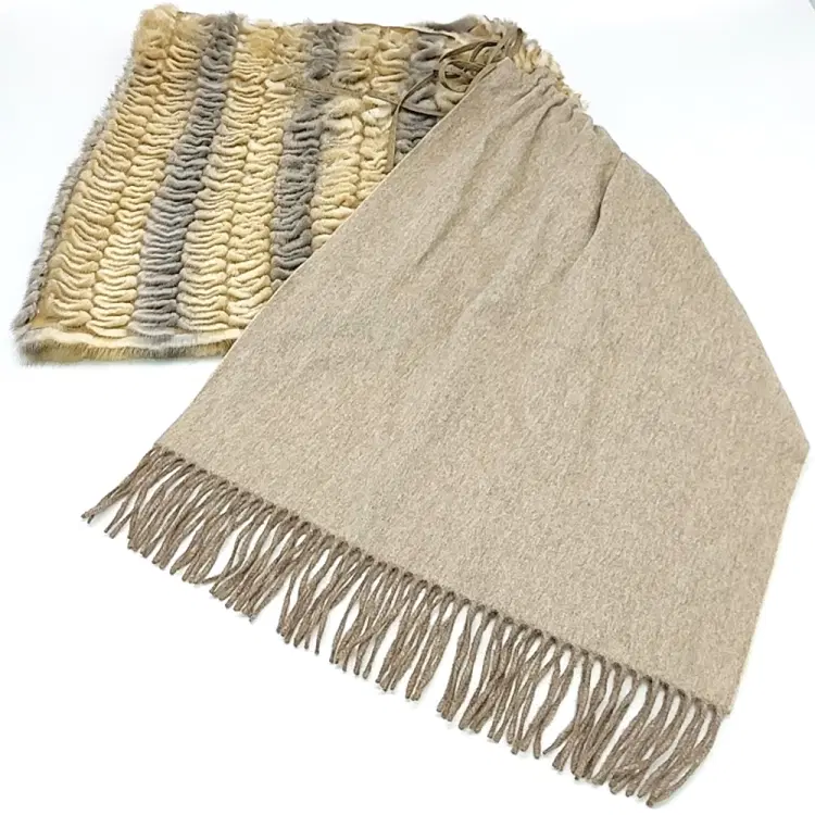 Fendi Mink-Trimmed Cashmere Shawl-Hover-Image