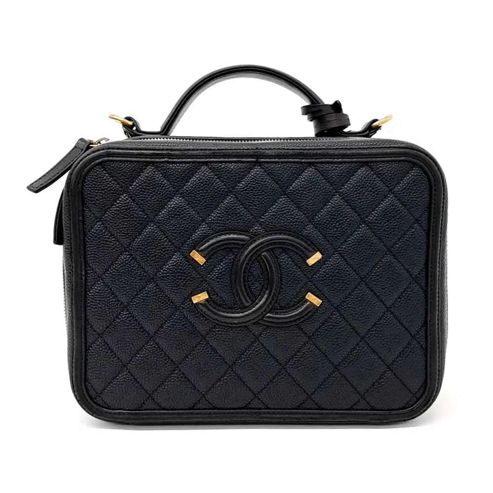Chanel Caviar Cosmetic Tote And Shoulder Bag