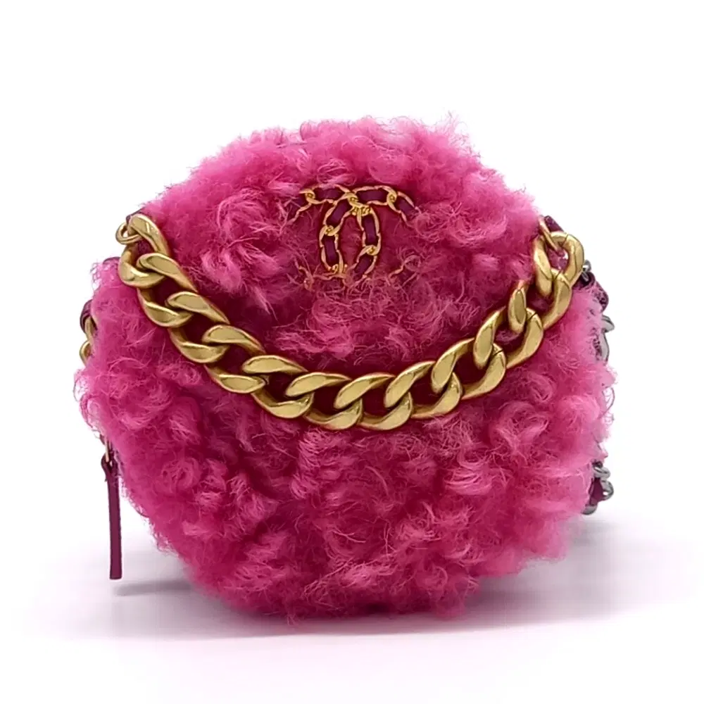 Chanel 19 Shearling Round Mini Cross Bag
