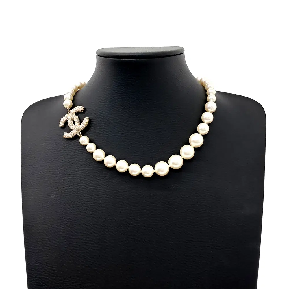 Chanel 100Th Anniversary Pearl Logo Necklace