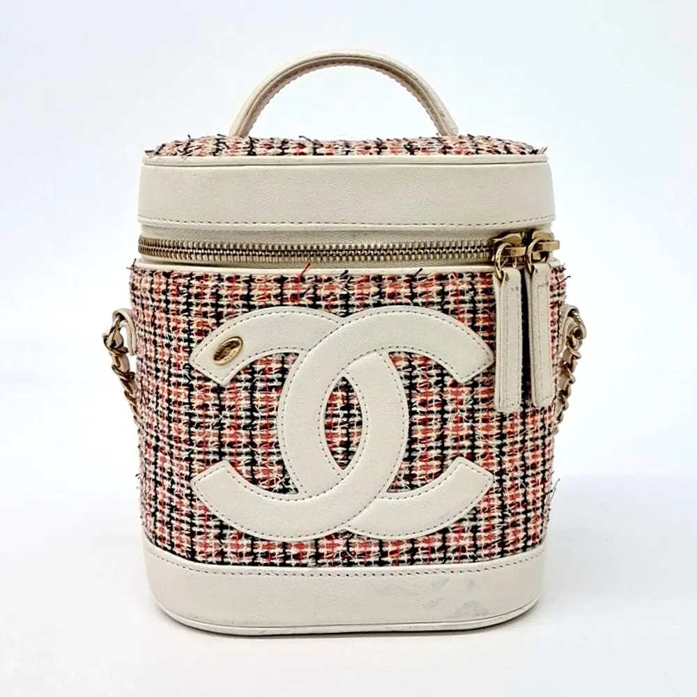 Chanel Tweed Cosmetic Tote And Shoulder Bag
